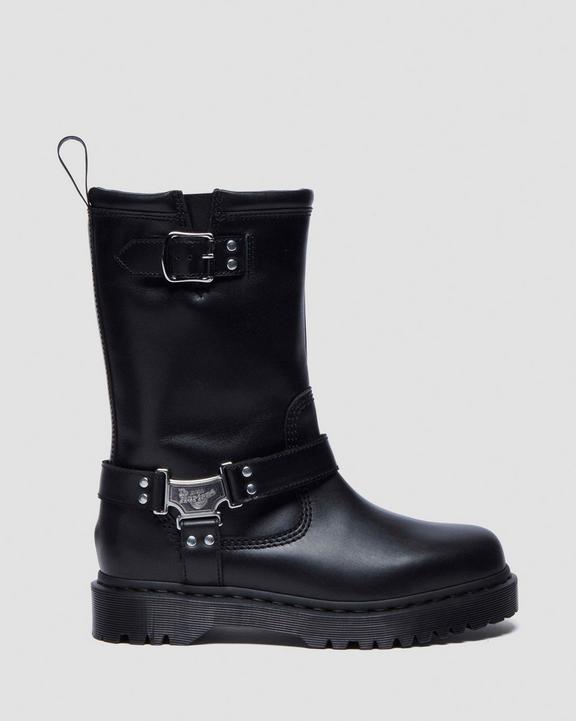 Dr. Martens Anistone Hi Leather Biker Boots Black - Mens