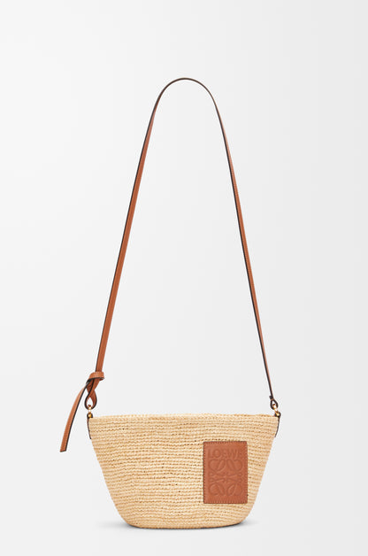 Loewe Slit pochette bag in raffia and calfskin