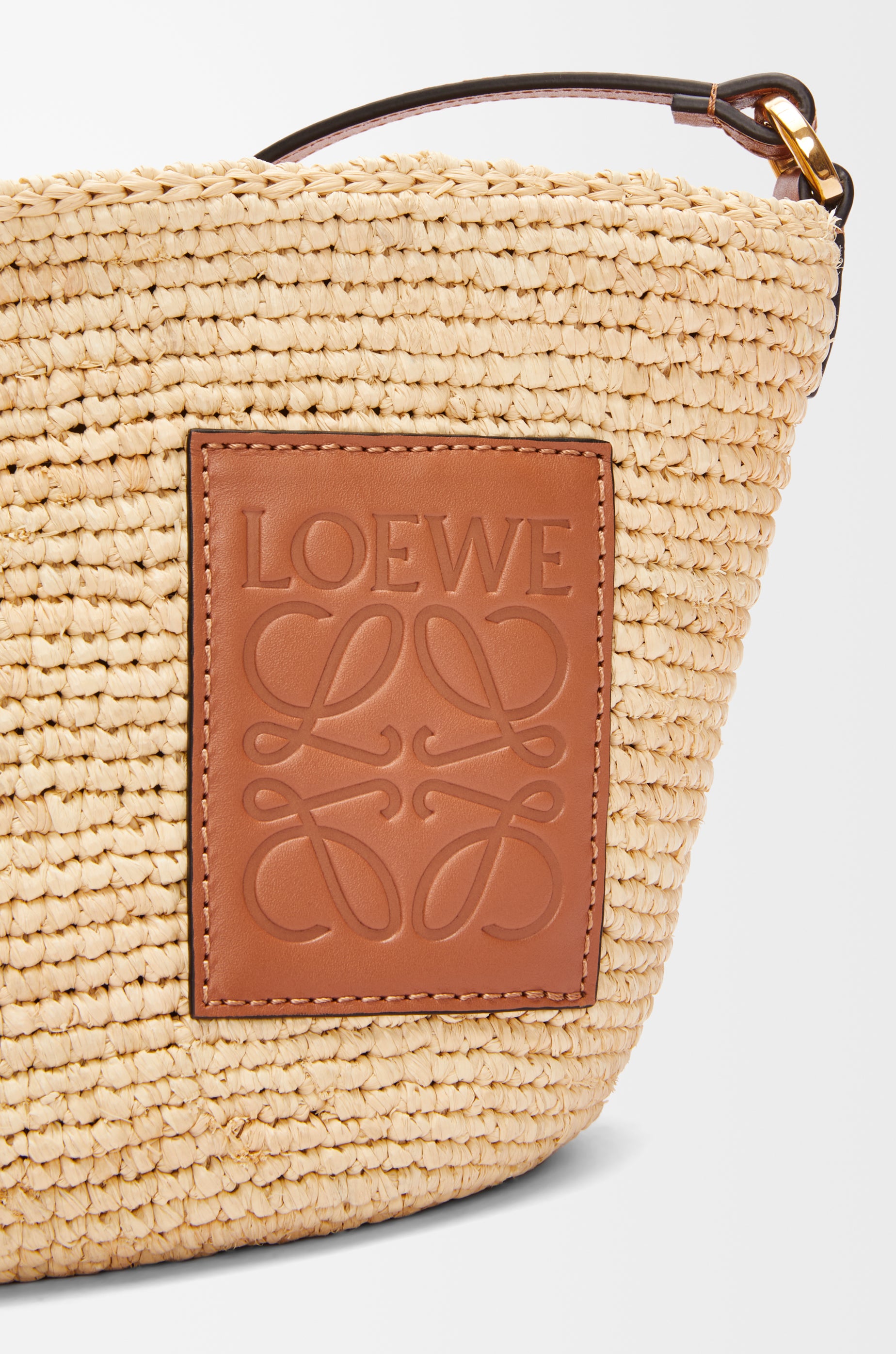 Loewe Slit pochette bag in raffia and calfskin