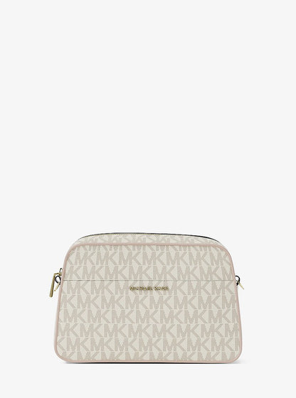 Michael Kors Jet Set Small Signature Logo Camera Crossbody Bag VANILLA/SOFT PINK