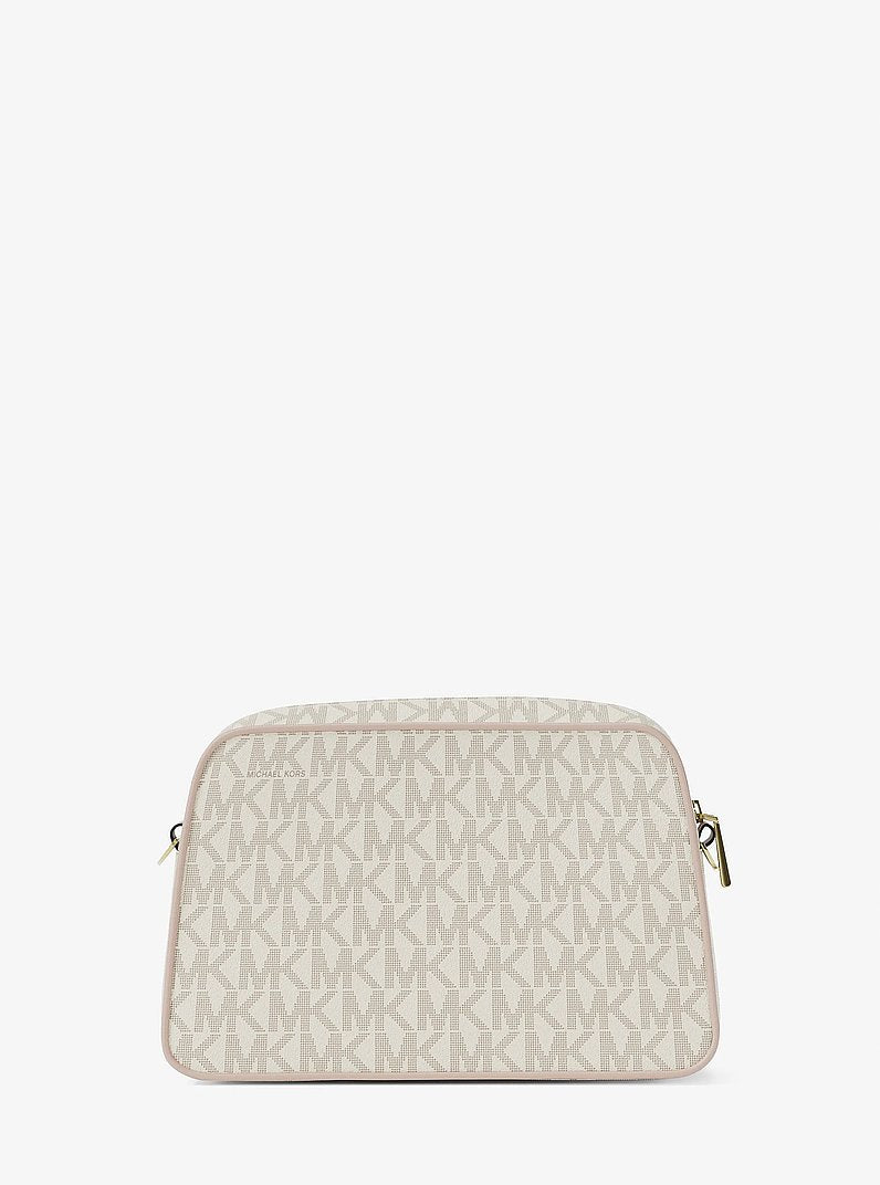 Michael Kors Jet Set Small Signature Logo Camera Crossbody Bag VANILLA/SOFT PINK