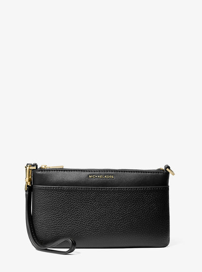 Jet Set Medium Pebbled Leather Wristlet Black Black