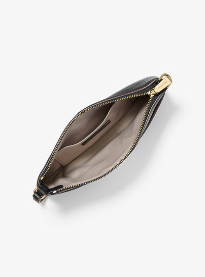 Jet Set Medium Pebbled Leather Wristlet Black Black