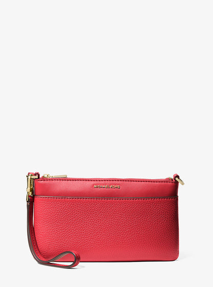 Jet Set Medium Pebbled Leather Wristlet Crimson Crimson