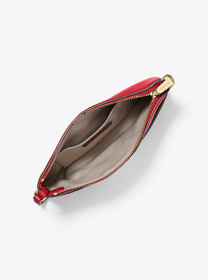 Jet Set Medium Pebbled Leather Wristlet Crimson Crimson