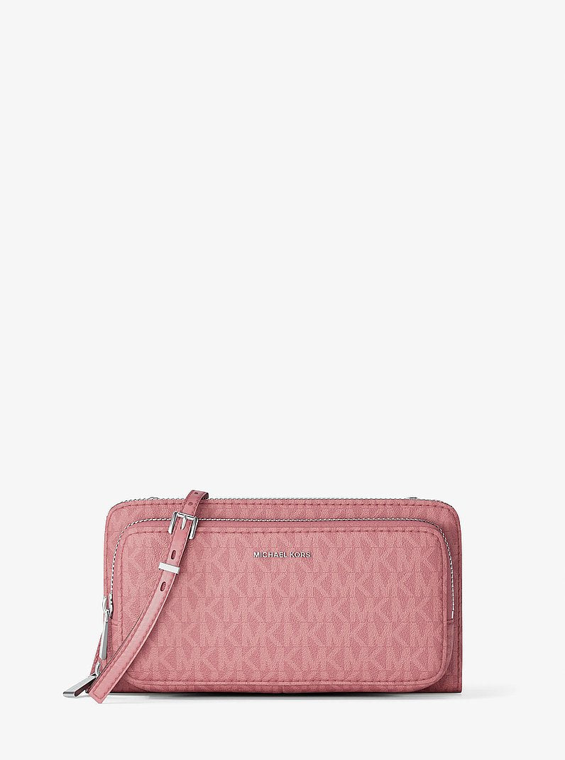 Michael Kors Jet Set Large Signature Logo Continental Crossbody Bag ROSEWOOD