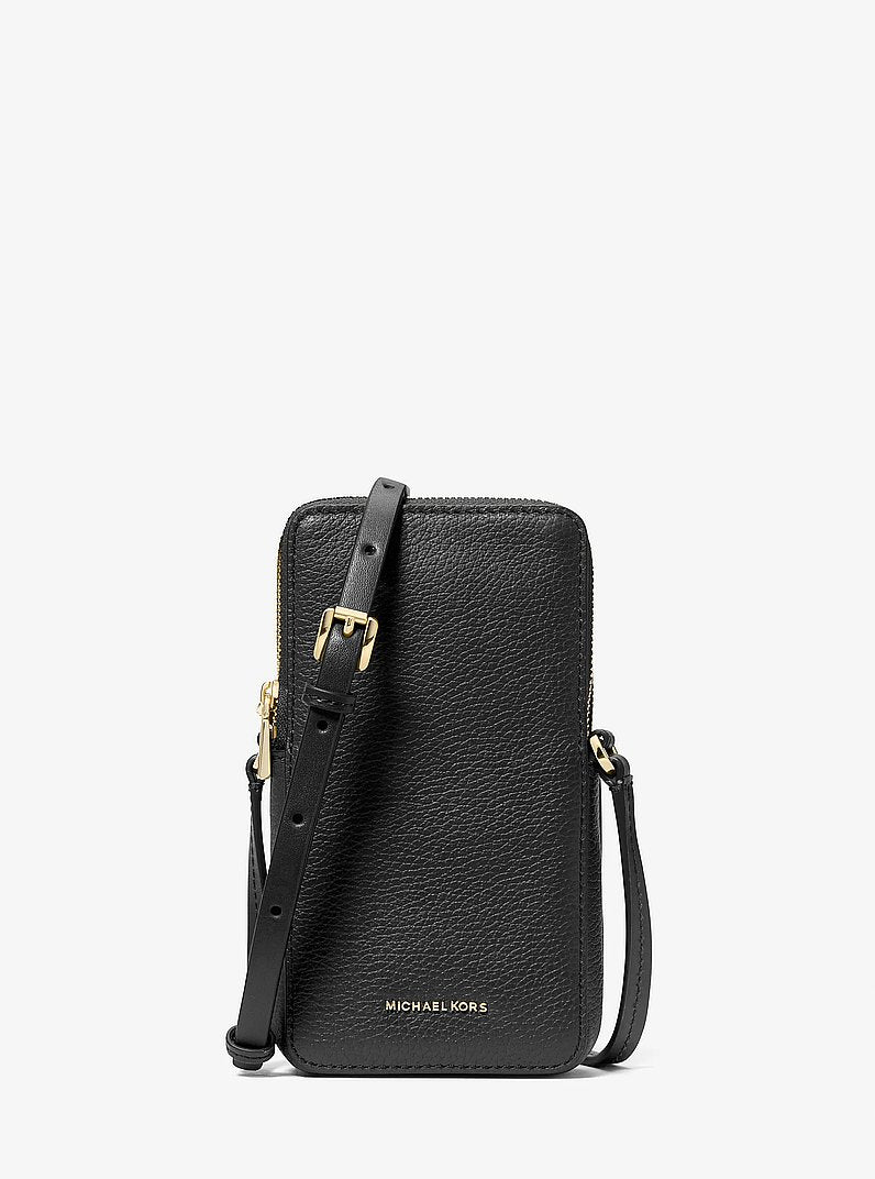 Michael Kors Jet Set Small Pebbled Leather Smartphone Crossbody Bag BLACK