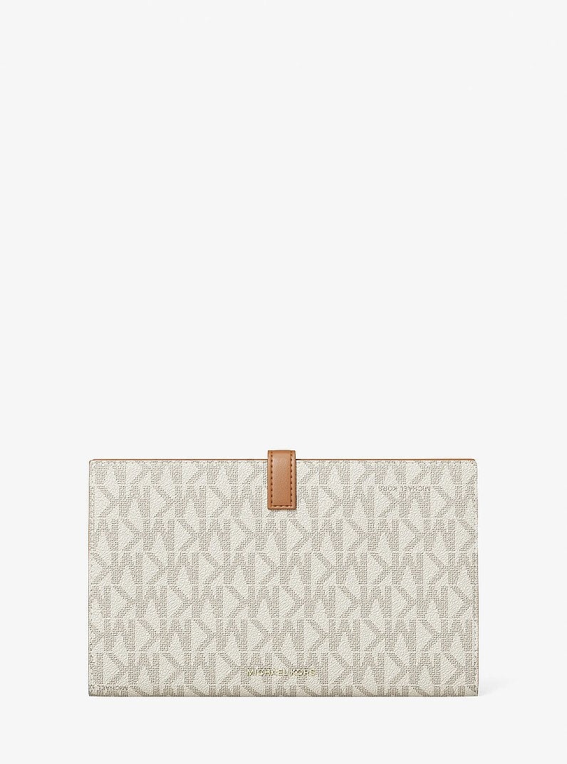 Michael Kors Jet Set Travel Large Signature Logo Wallet VANILLA/ACORN