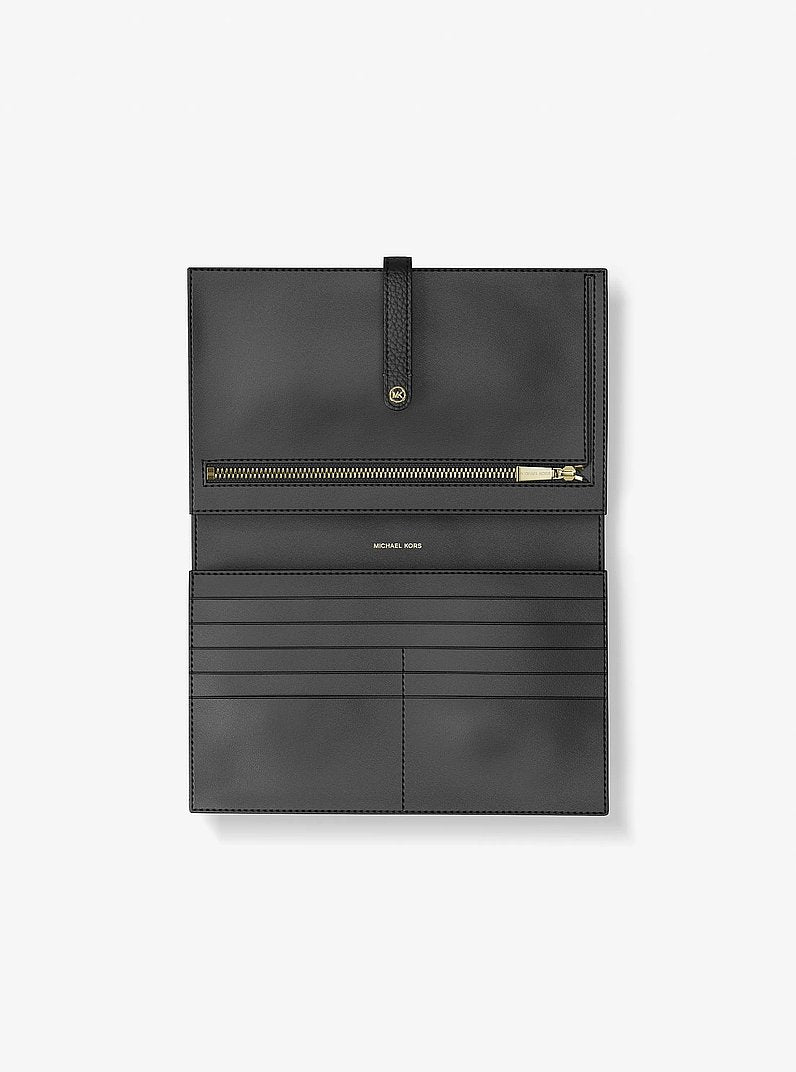 Michael Kors Jet Set Travel Small Pebbled Leather Wallet BLACK
