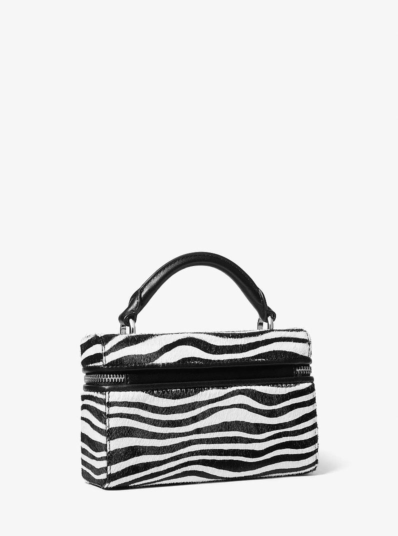 Michael Kors Jana Extra-Small Zebra Print Calf Hair Crossbody Bag BLACK COMBO