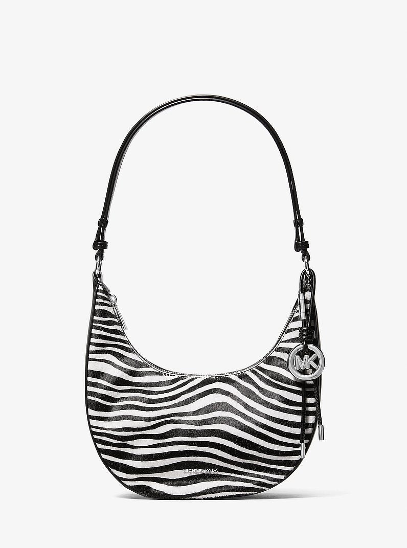 Michael Kors Nolita Small Zebra Print Calf Hair Convertible Pochette BLACK COMBO