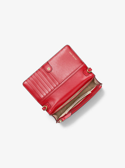 Jet Set Leather and Signature Logo Convertible Crossbody Bag Crimson Multi Crimson Multi