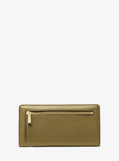 Bryant Large Pebbled Leather Snap-Front Wallet Pistachio Pistachio