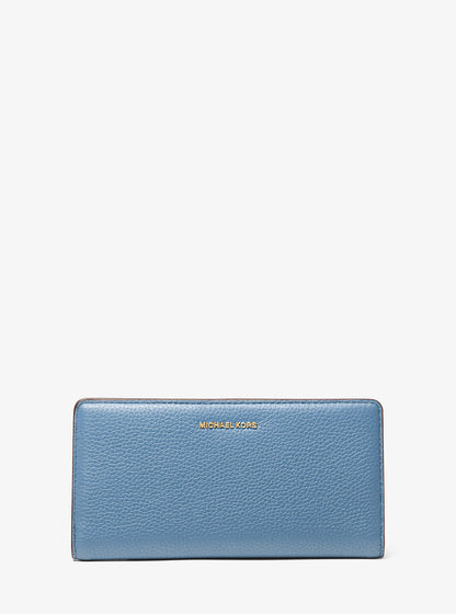 Bryant Large Pebbled Leather Snap-Front Wallet French Blue French Blue