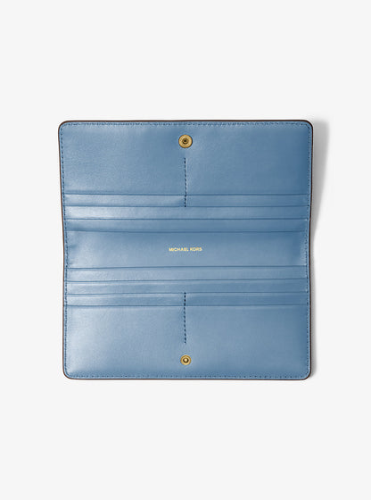 Bryant Large Pebbled Leather Snap-Front Wallet French Blue French Blue
