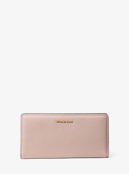 Bryant Large Pebbled Leather Snap-Front Wallet Soft Pink Soft Pink