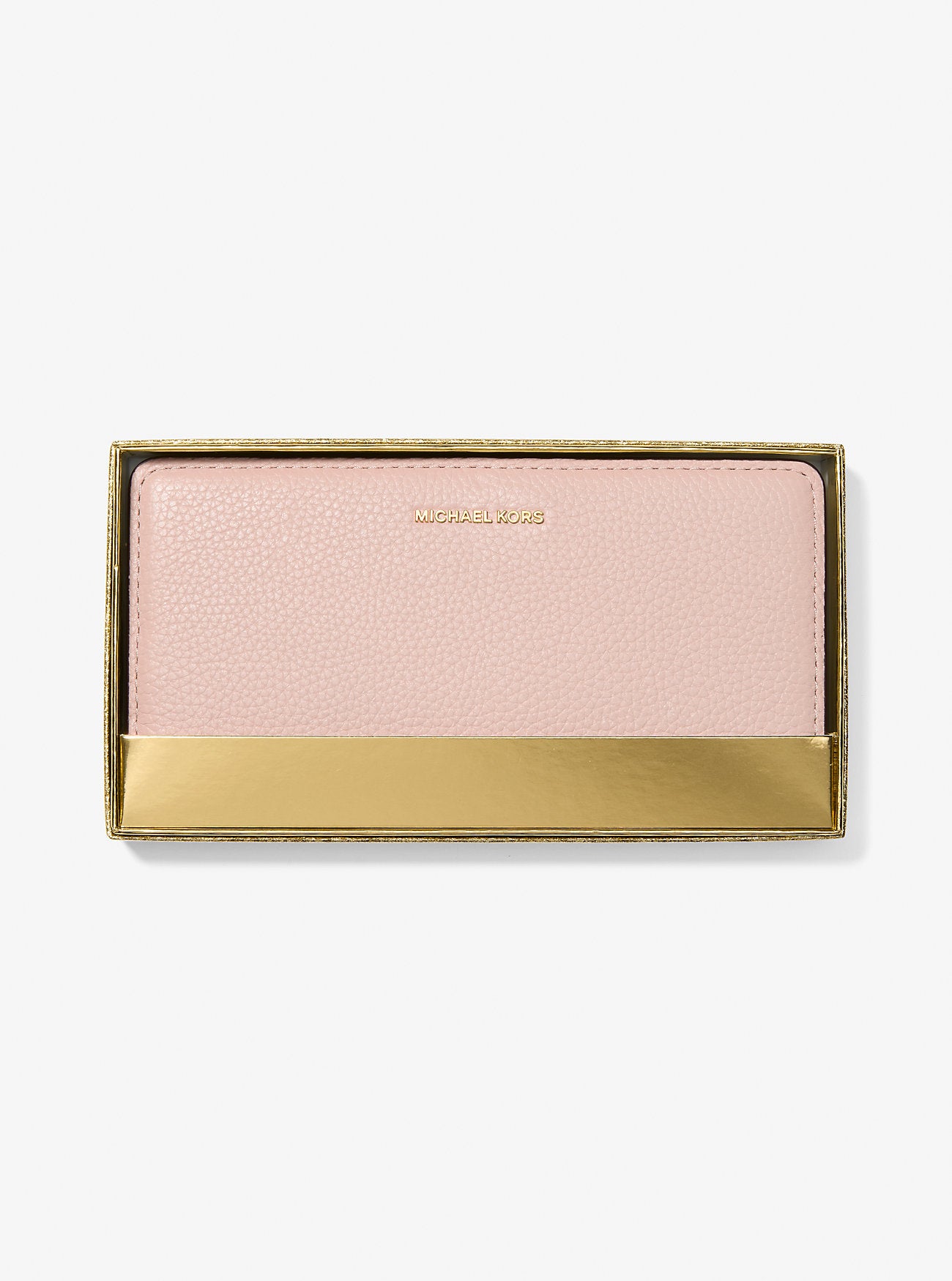 Bryant Large Pebbled Leather Snap-Front Wallet Soft Pink Soft Pink