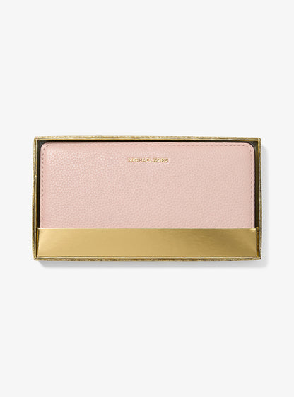 Bryant Large Pebbled Leather Snap-Front Wallet Soft Pink Soft Pink