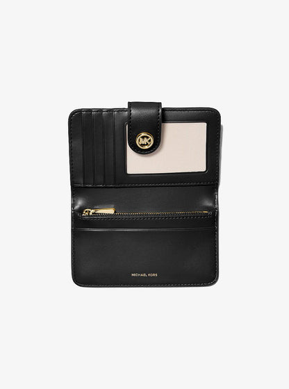 Michael Kors MK Pop Charm Medium Pebbled Leather Wallet BLACK