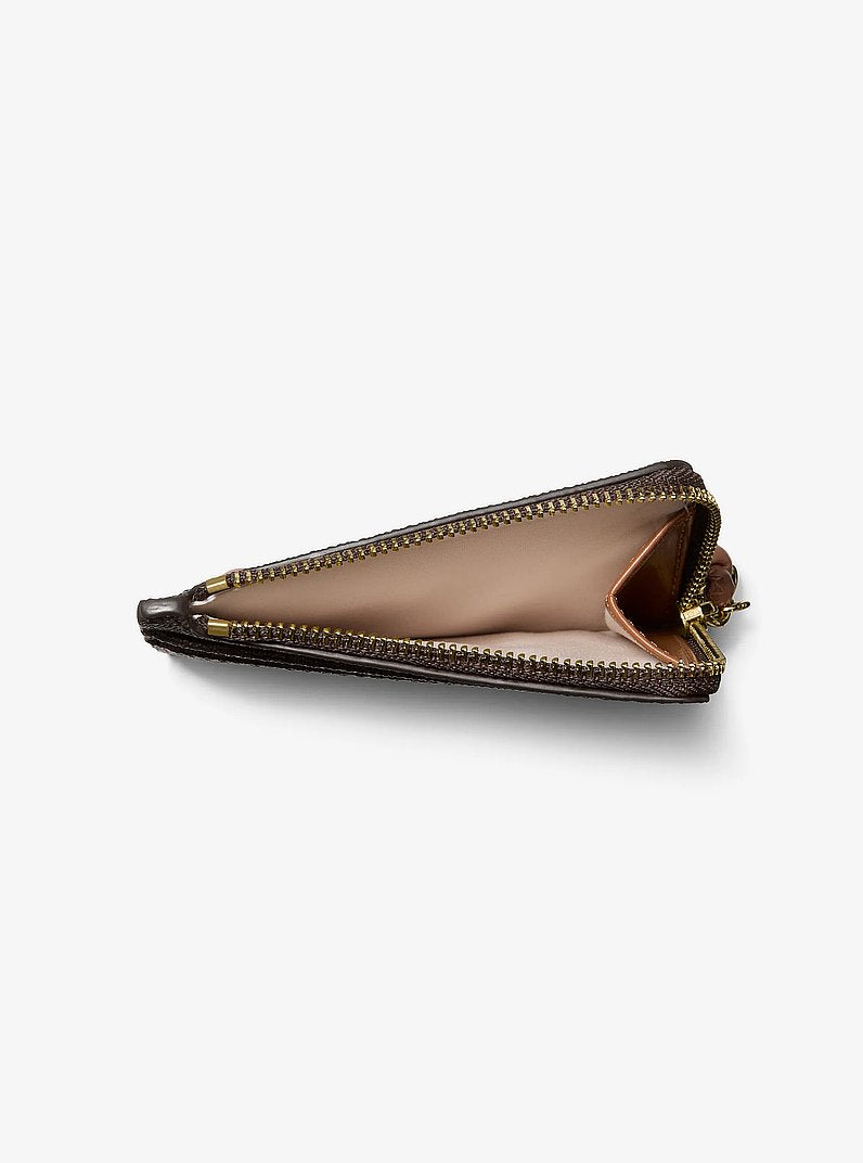 Michael Kors Jet Set Small Signature Logo Card Case Wristlet BRN/ACORN