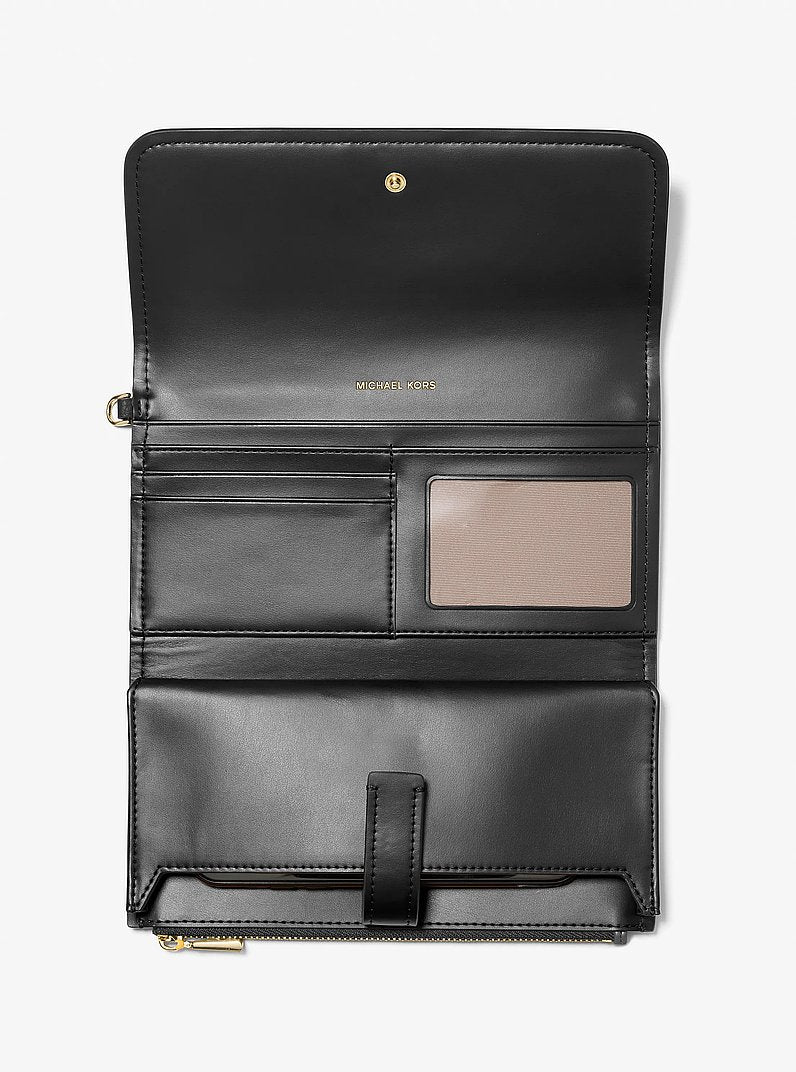 Michael Kors Jet Set Medium Pebbled Leather Smartphone Wristlet BLACK