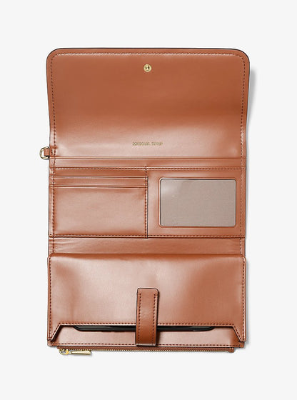 Michael Kors Jet Set Medium Pebbled Leather Smartphone Wristlet LUGGAGE