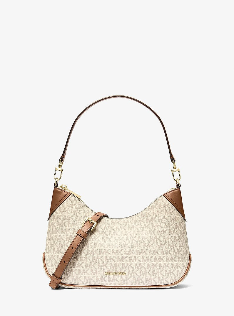 Michael Kors Jet Set Medium Signature Logo Convertible Crossbody Bag VANILLA/ACORN