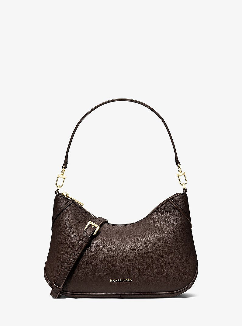 Michael Kors Jet Set Medium Leather Convertible Crossbody Bag CHOCOLATE