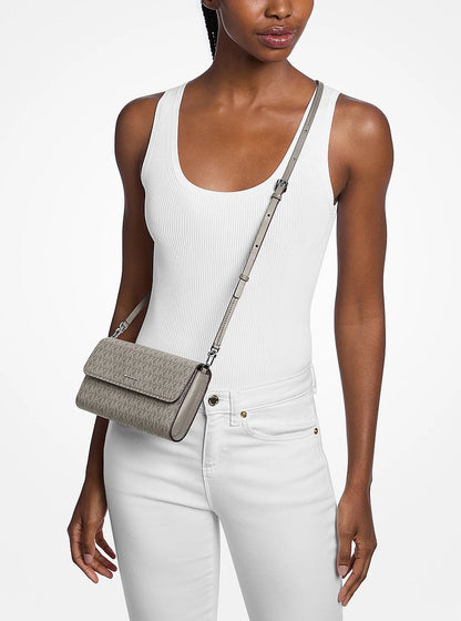 Michael Kors Jet Set Small Signature Logo Convertible Crossbody Bag HEATHER GREY