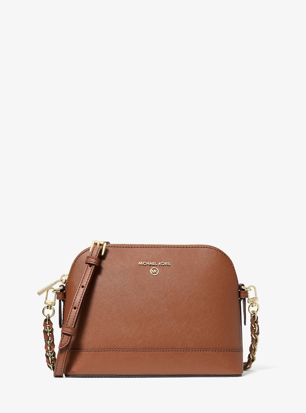 Large Saffiano Leather Dome Crossbody Bag Luggage Luggage