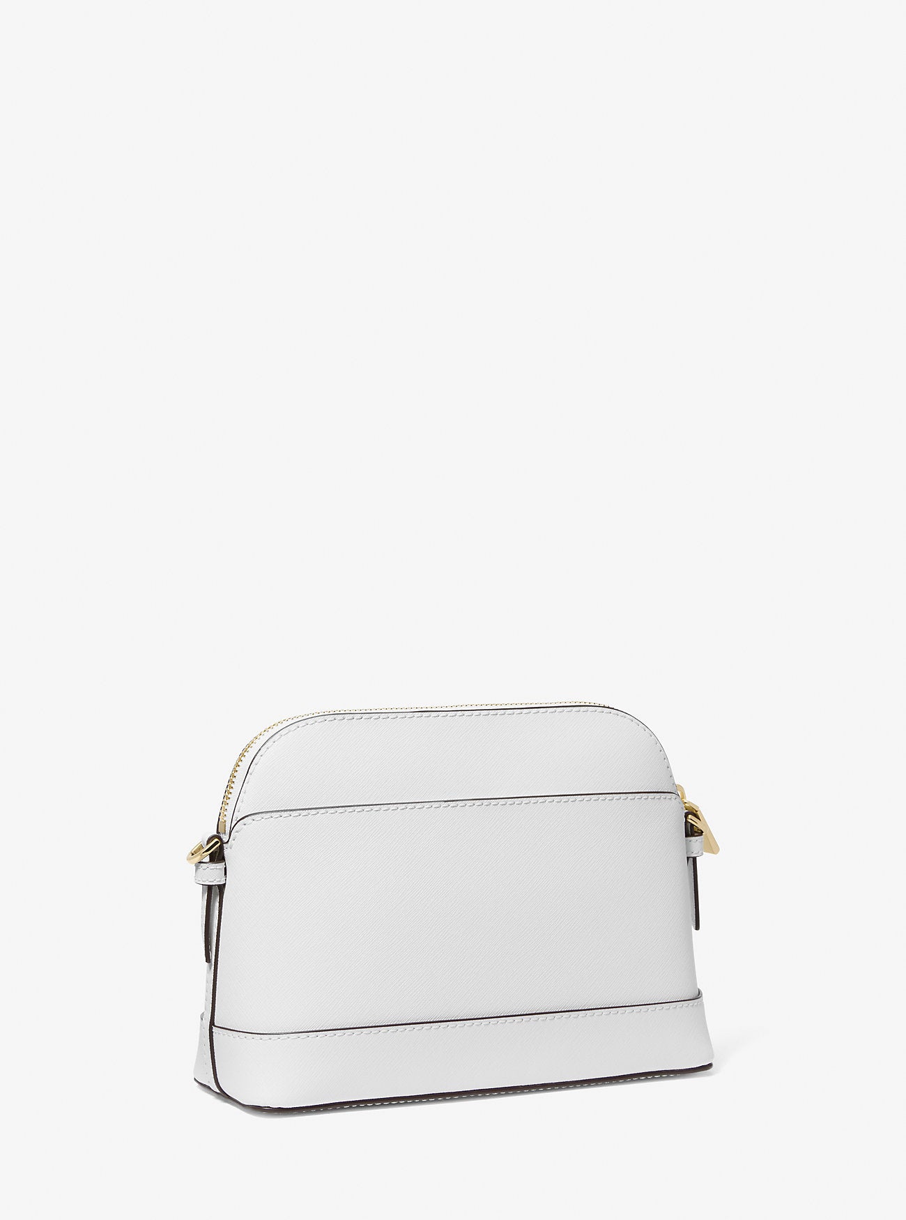 Large Saffiano Leather Dome Crossbody Bag Optic White Optic White