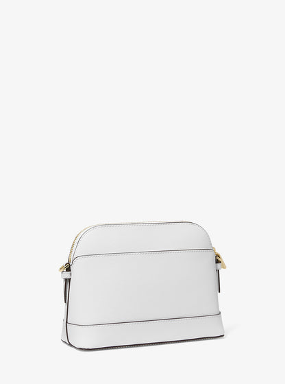 Large Saffiano Leather Dome Crossbody Bag Optic White Optic White