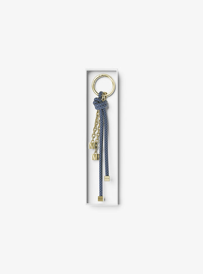 Gold-Tone and Speckled Cord Bag Charm French Blue French Blue