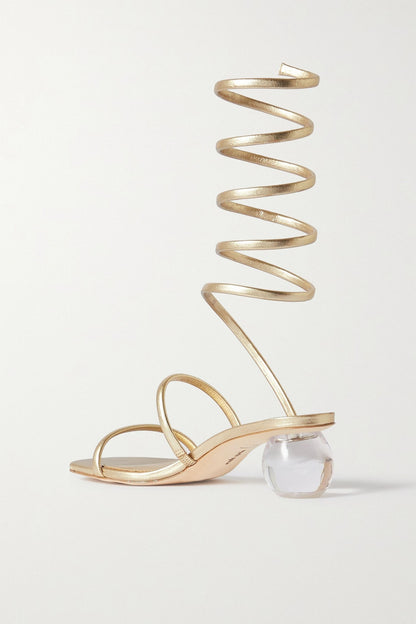 Cult Gaia Freya Metallic Leather Sandals Platinum Women's