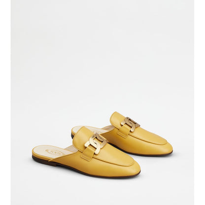 Tods Mules In Leather Yellow Womens