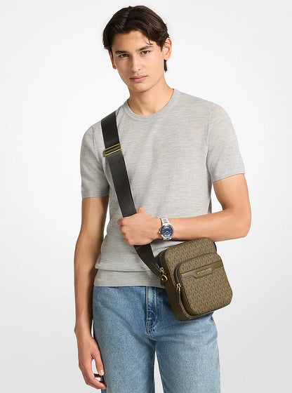 Michael Kors Hudson Mini Signature Logo Flight Bag LODEN
