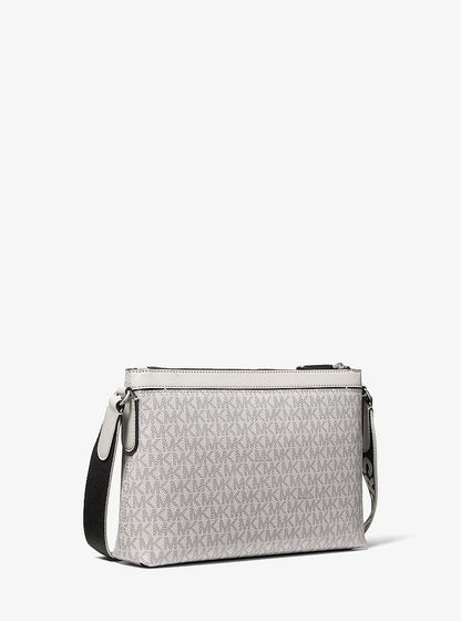 Michael Kors Hudson Signature Logo Messenger Bag NICKEL