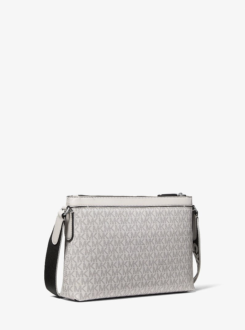 Michael Kors Hudson Signature Logo Messenger Bag NICKEL