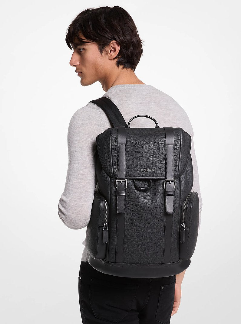 Michael Kors Hudson Pebbled Leather Backpack BLACK