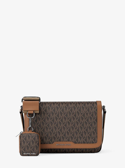Michael Kors Hudson Mini Signature Logo Crossbody Bag With Airpod Case for Apple Airpods Pro BROWN/LUGGAGE