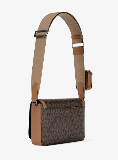Michael Kors Hudson Mini Signature Logo Crossbody Bag With Airpod Case for Apple Airpods Pro BROWN/LUGGAGE