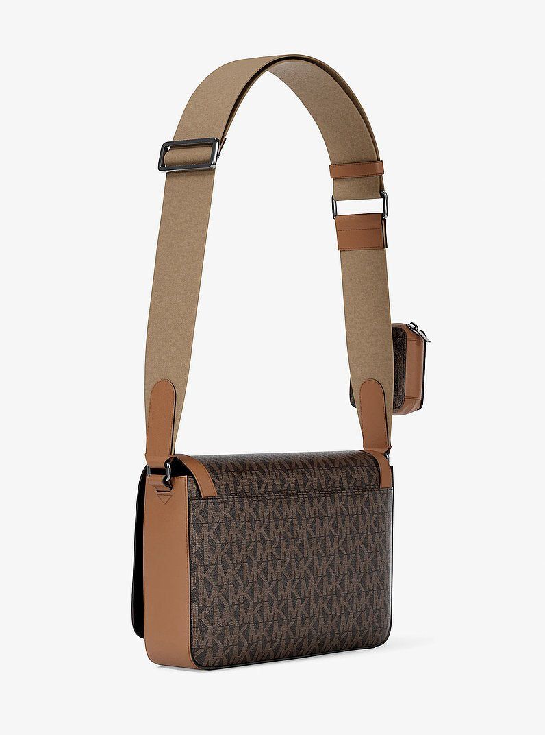 Michael Kors Hudson Mini Signature Logo Crossbody Bag With Airpod Case for Apple Airpods Pro BROWN/LUGGAGE