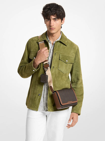Michael Kors Hudson Mini Signature Logo Crossbody Bag With Airpod Case for Apple Airpods Pro BROWN/LUGGAGE