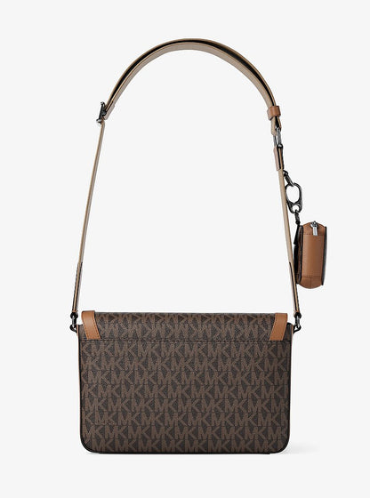 Michael Kors Hudson Mini Signature Logo Crossbody Bag With Airpod Case for Apple Airpods Pro BROWN/LUGGAGE
