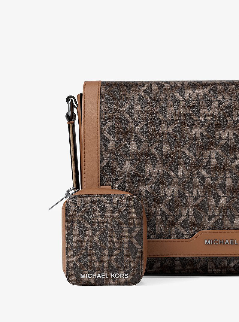 Michael Kors Hudson Mini Signature Logo Crossbody Bag With Airpod Case for Apple Airpods Pro BROWN/LUGGAGE