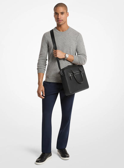 Michael Kors Jet Set Pebbled Leather Briefcase BLACK
