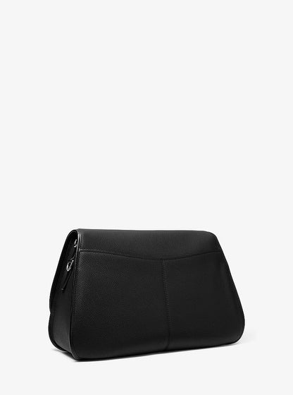 Michael Kors Holmes Extra-Large Pebbled Leather Convertible Messenger Bag BLACK