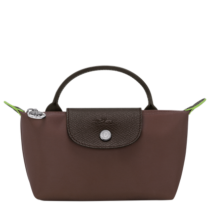Longchamp Le Pliage Green Pouch with handle Mocha