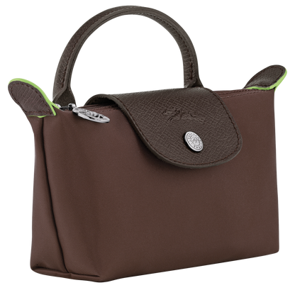 Longchamp Le Pliage Green Pouch with handle Mocha