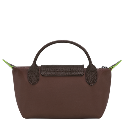 Longchamp Le Pliage Green Pouch with handle Mocha